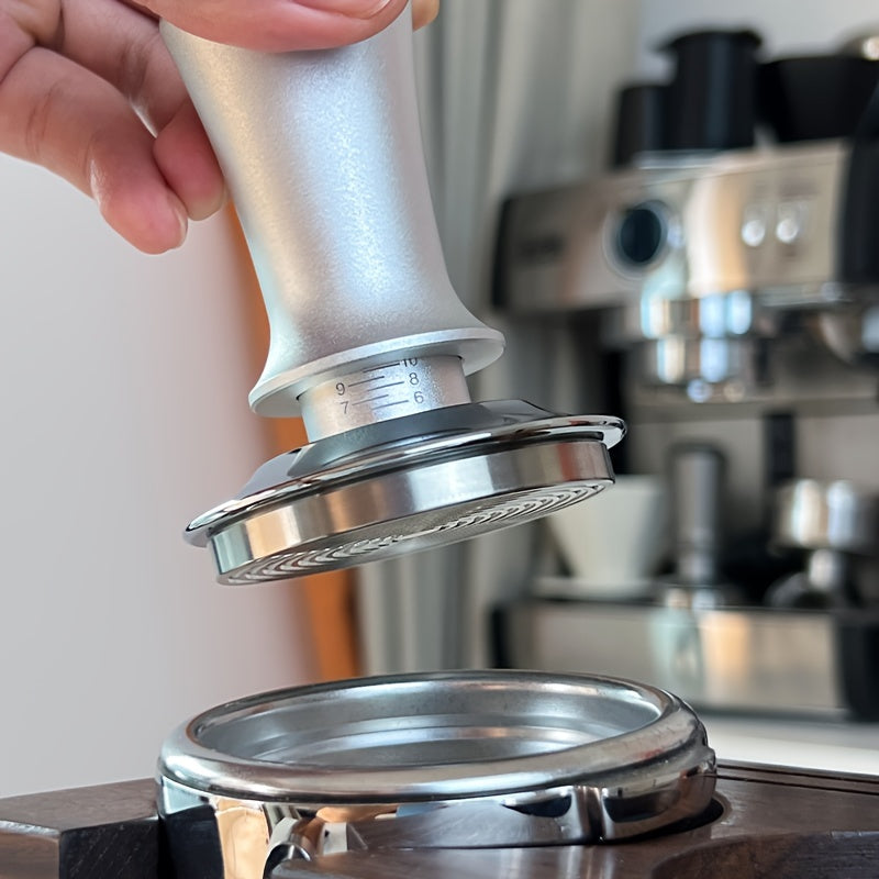 Alüminiy alloy zanglamas po'lat espresso mashinasi tamperi, sozlanadigan kamarli o'lchov bilan