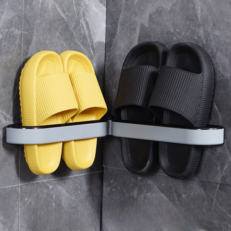 Wall-Mounted Bathroom Slippers Holder Set Waterproof Corner Shelf Organizer