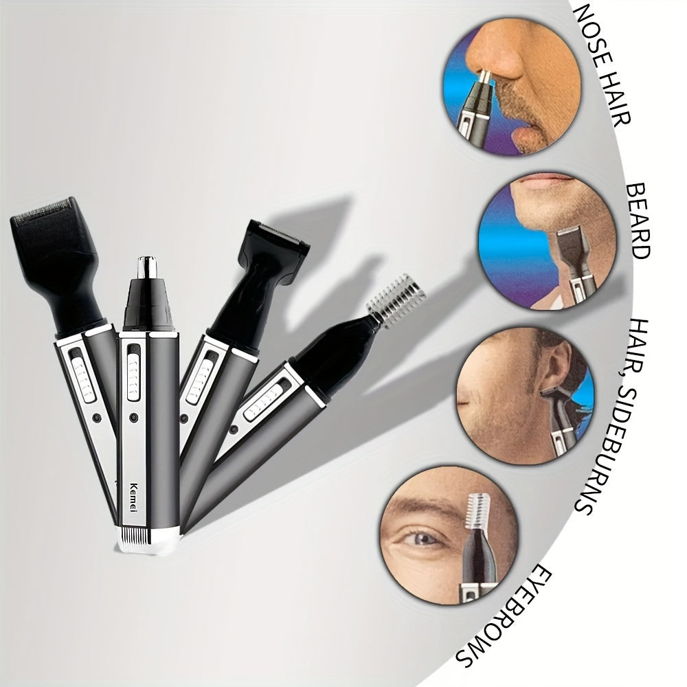 Men's 4-in-1 Grooming Kit USB Rechargeable Nose Ear Hair Trimmer Beard Eyebrow Razor
