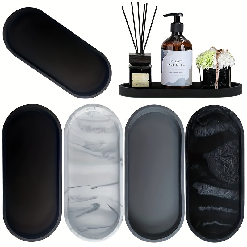 Black Silicone Vanity Tray for Organizing Toiletries Perfume Jewelry