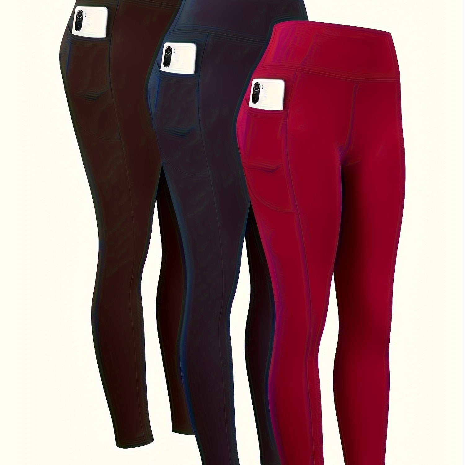 Plus Size Womens Tights 3 Pack High Waist Pockets Abbott Style