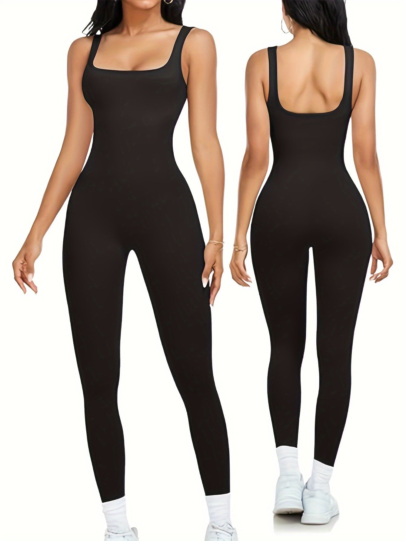 Women's Plus Size Tummy Control Seamless Body Shaping Jumpsuit Solid Color