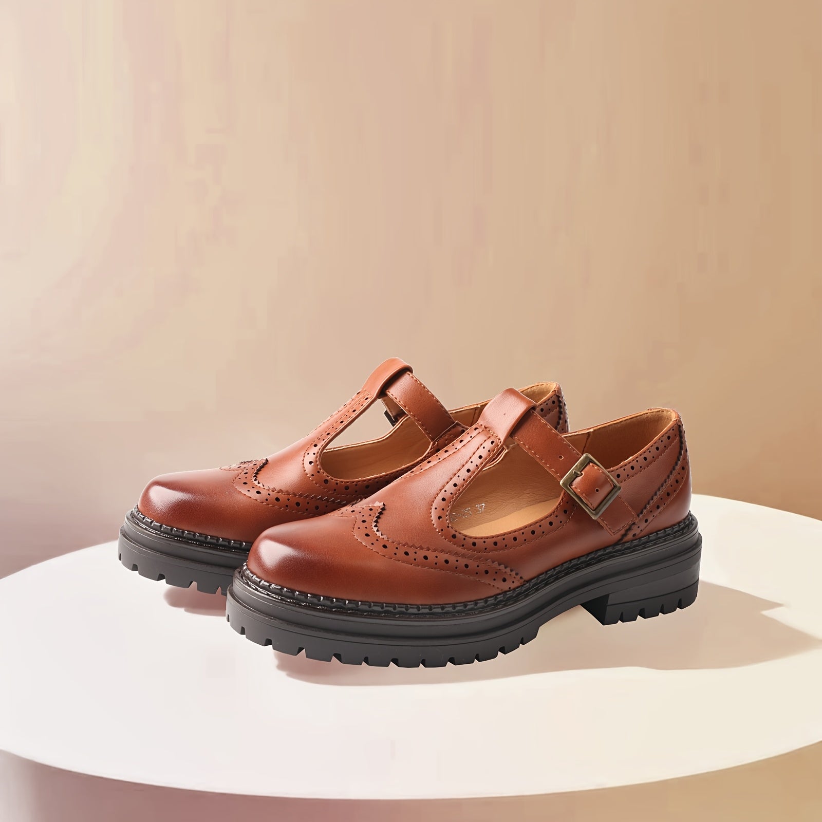 Women's Vintage Carved Loafers with Thick Sole Breathable Flats