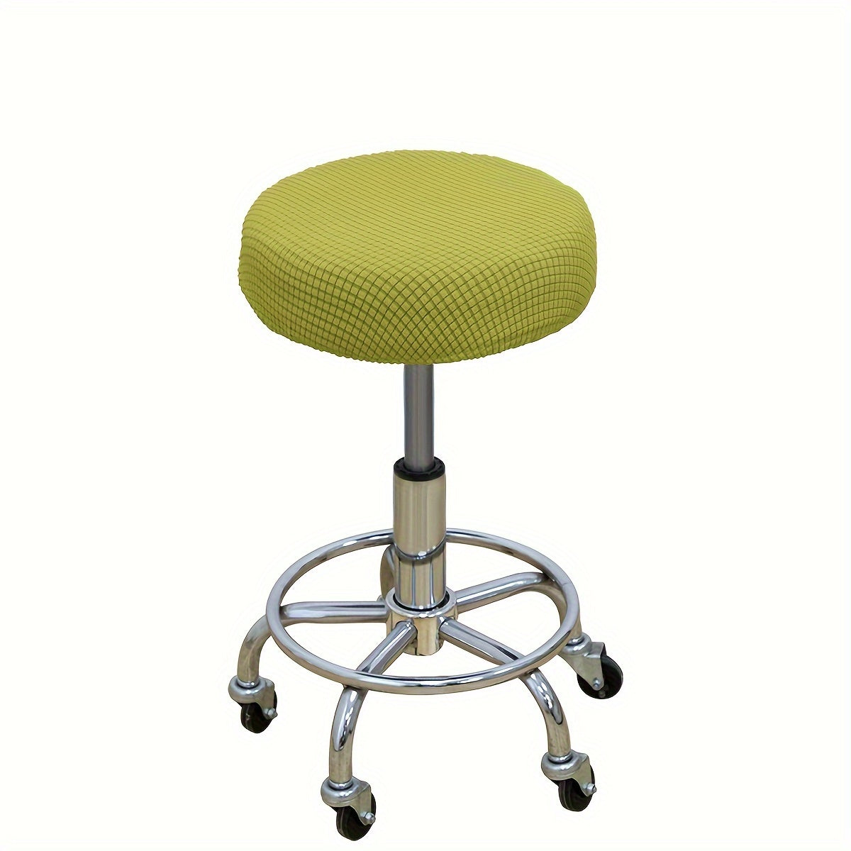 Adjustable Round Stool Slipcover with Diamond Pattern Plush Stretch Seat Protector