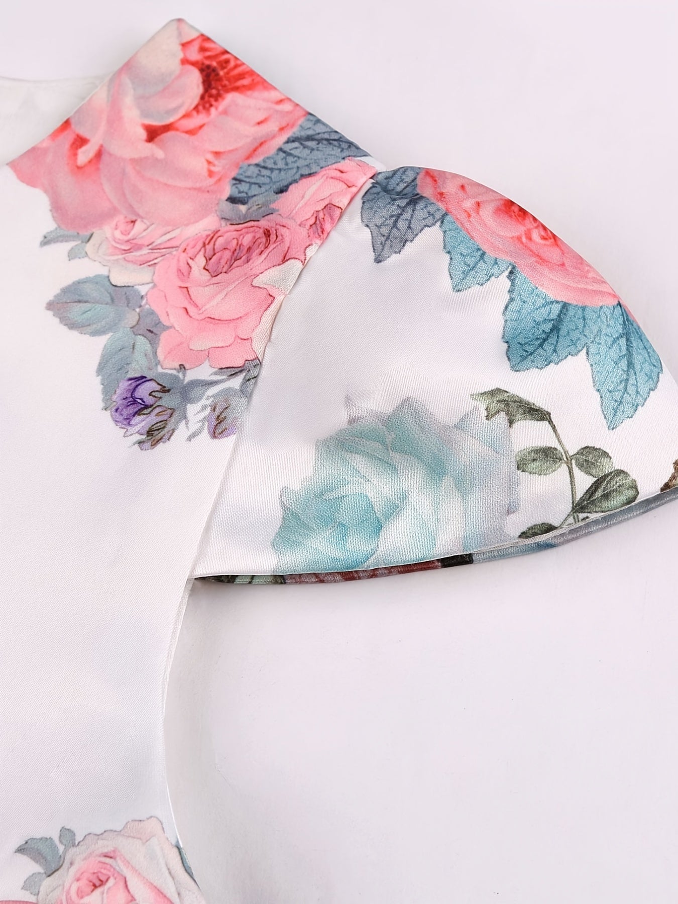 Girls Floral Print Midi Dress with Bowknot and Lace-up Details for Elegant Kids