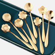 Stainless Steel Cherry Blossom Coffee and Dessert Spoons Set
