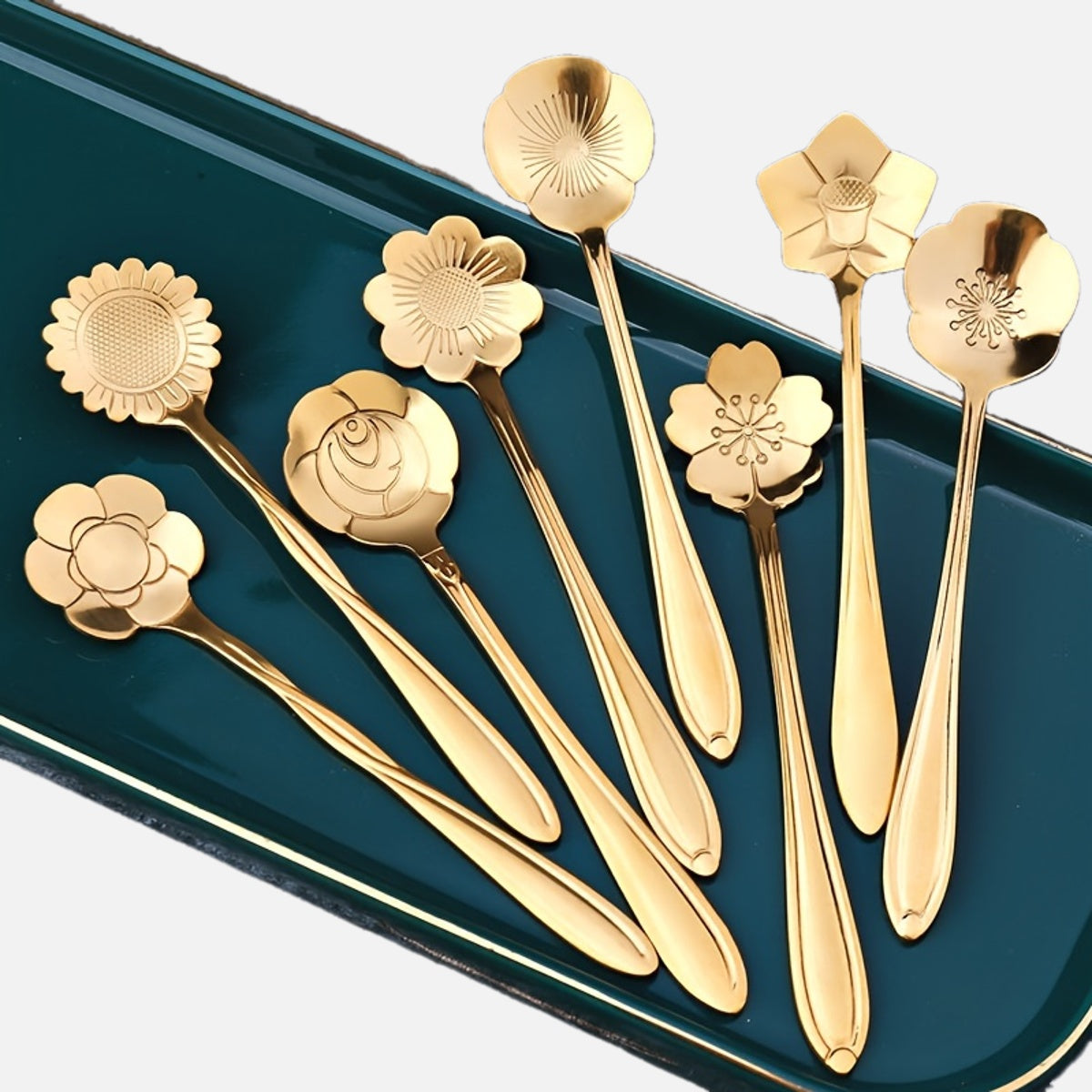 Stainless Steel Cherry Blossom Coffee and Dessert Spoons Set