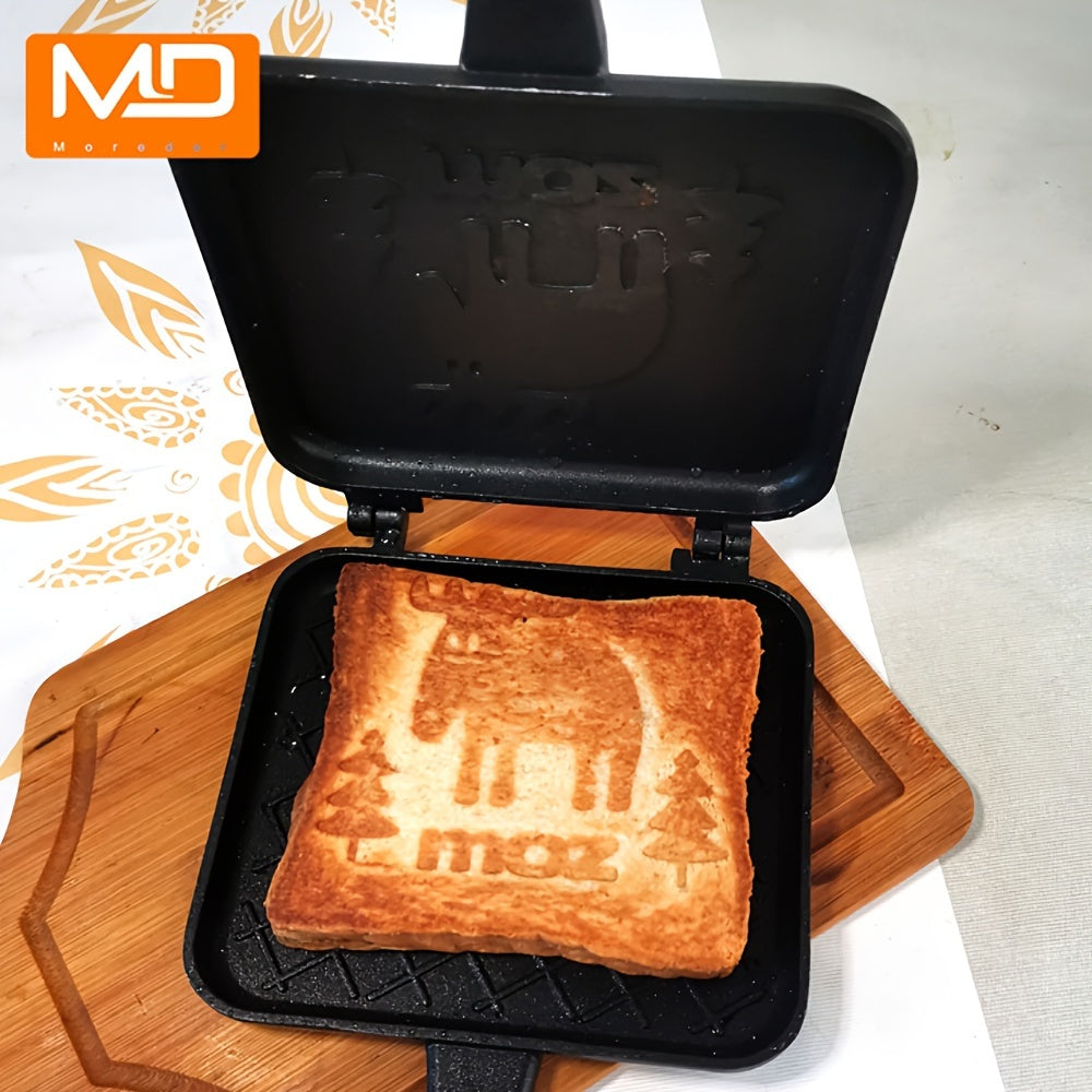 Bandeja de hornear con parrilla de doble cara con recubrimiento antiadherente y relieve de elk, con mango removible