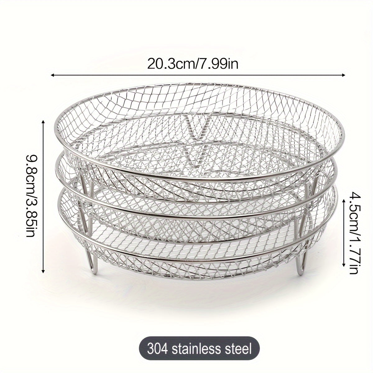 Stainless Steel Three-Layer French Fries Grill for Air Fryers Kitchen Accessory Set