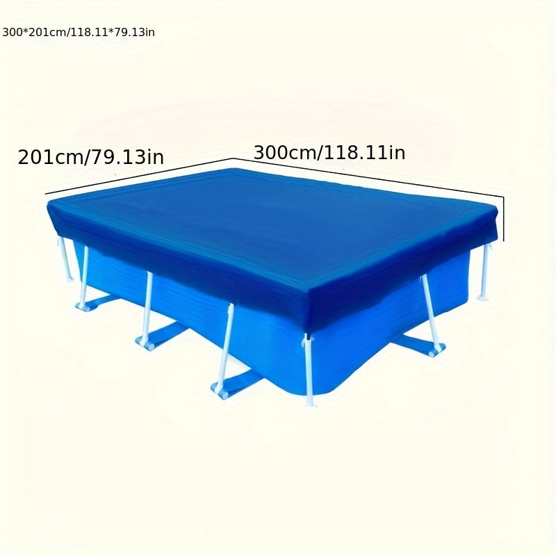 Blue Square Pool Cover with Frame UV Protection Safety for Above Ground Pools