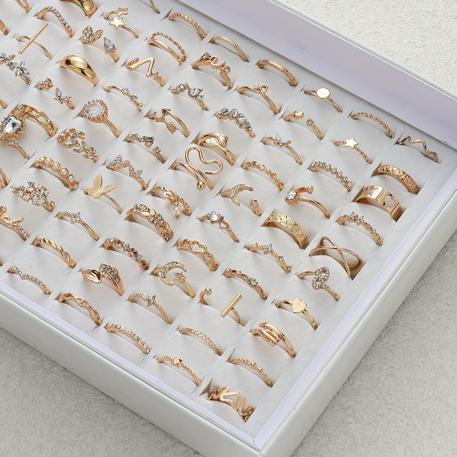 40-Piece Gold Tone Ring Set for Women Stylish Versatile Trendy for Everyday Wear