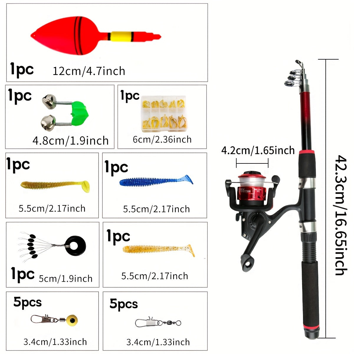Telescopic Fishing Rod Set with Feeder and Reel for Travel Durable FRP Carp Spinning