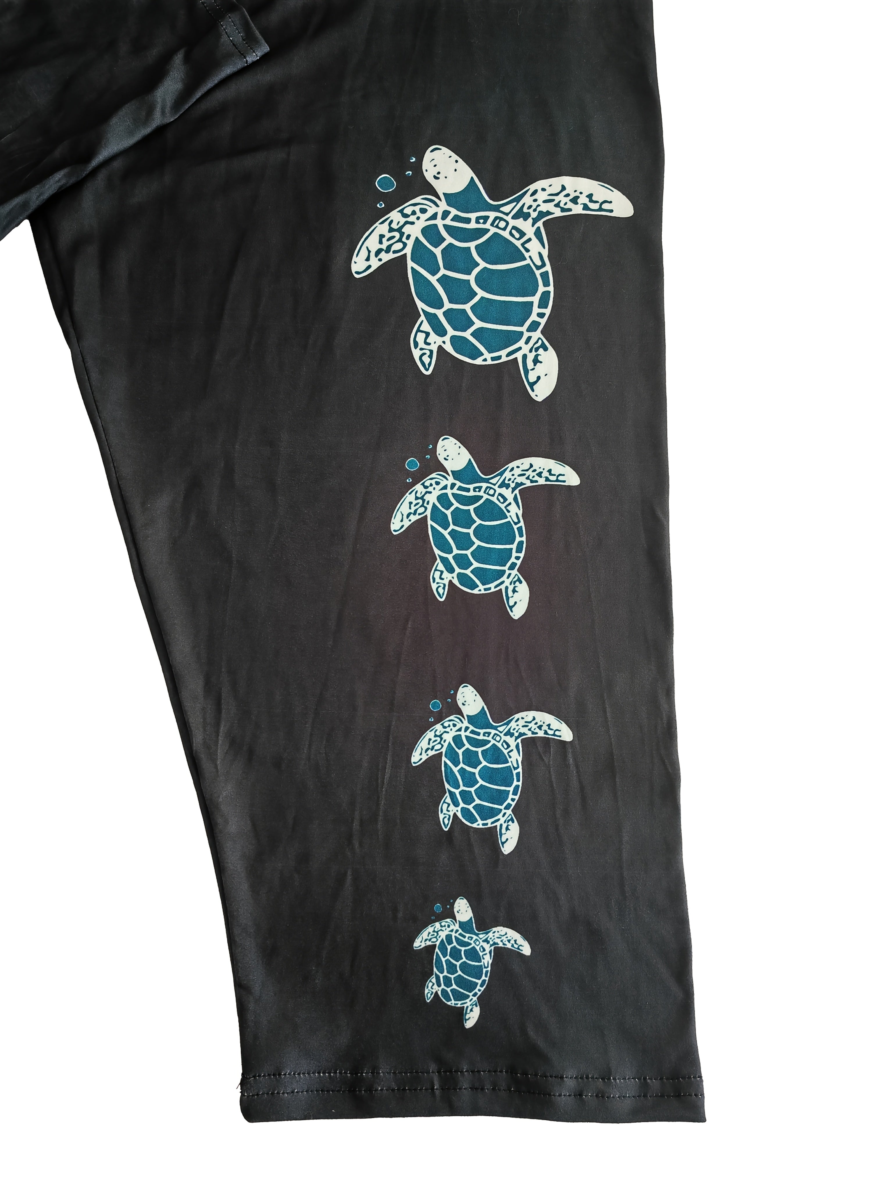 Plus Size Women's Turtle Print Casual Leggings