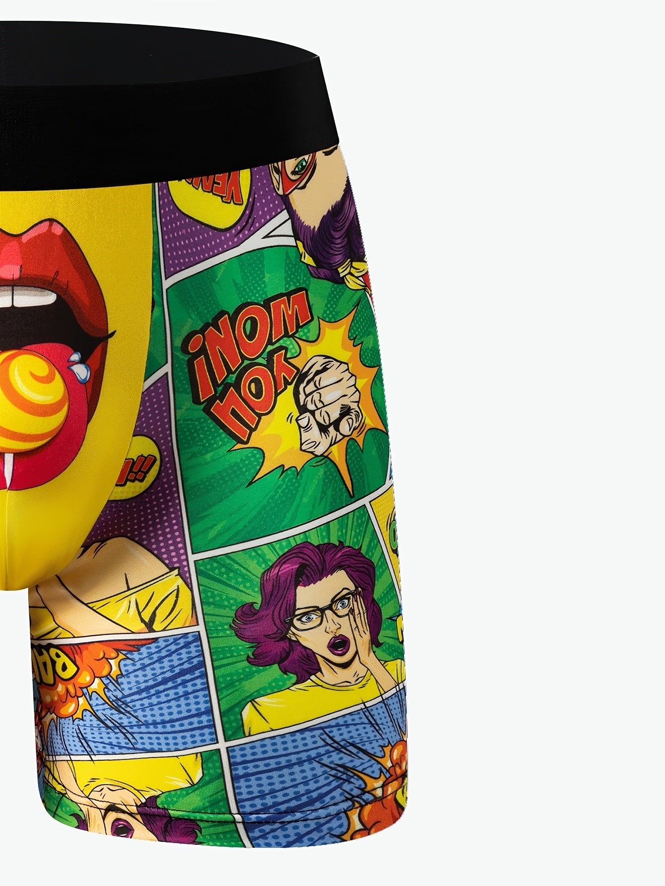 Men's Breathable Polyester Spandex Boxer Shorts with Unique Print for Casual and Sports Wear