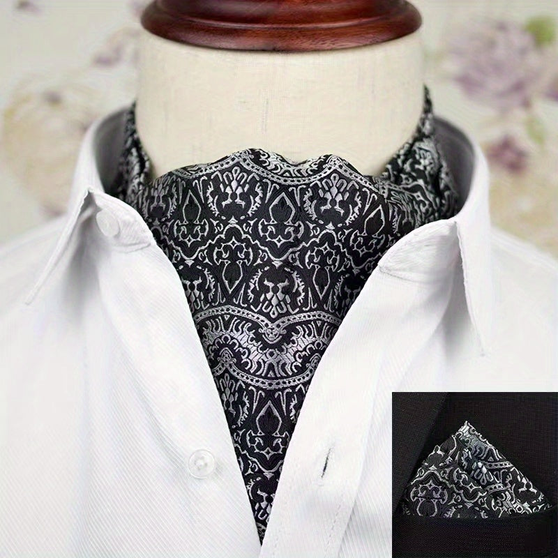 Conjunto de pañuelo de cuello y pañuelo de mano de jacquard con diseño paisley para hombre, perfecto para regalar
