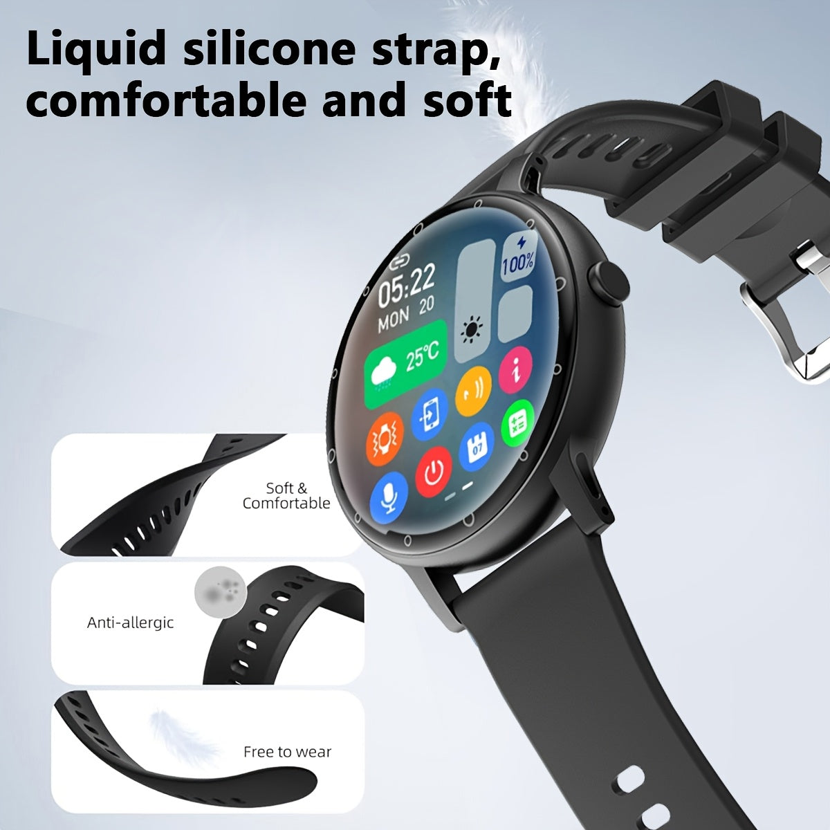 Full Touch Smart Watch with Sleep Tracker Pedometer Music Control and Sport Modes for Android and iOS