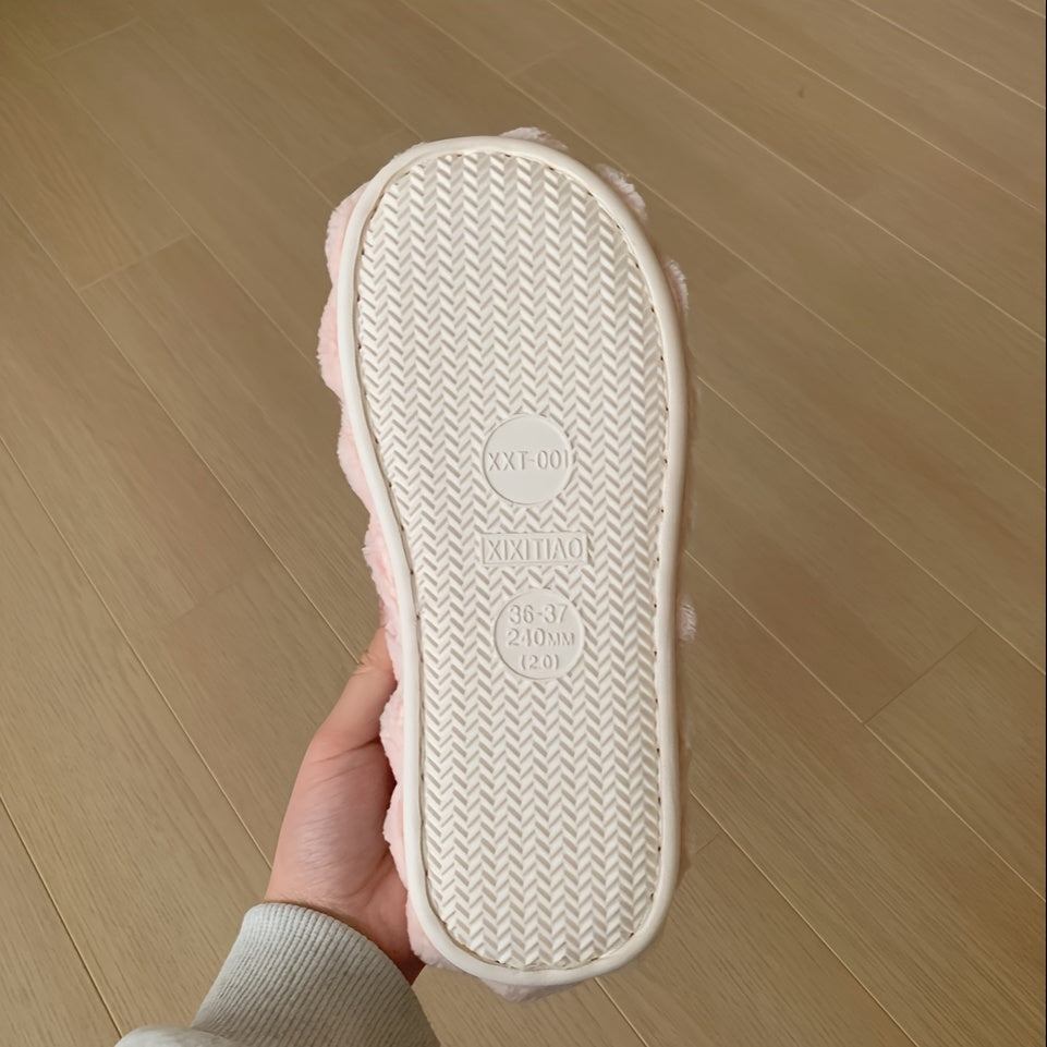 Ayollar uchun 3D quyon slip-on shlyapki, Linen House ichki non-slip EVA tufli