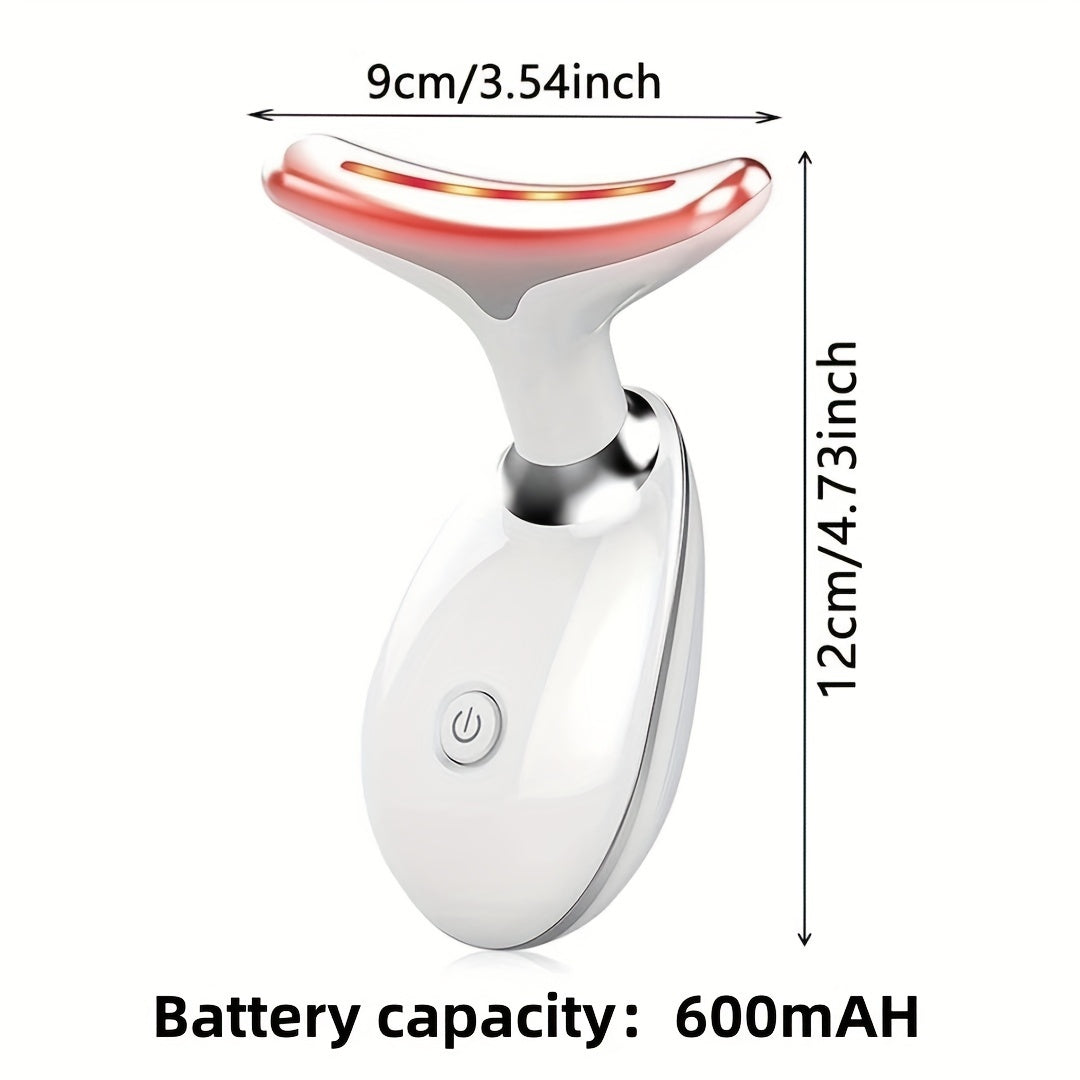 7LED Color Vibration Neck and Face Massager with Rechargeable Lithium Battery