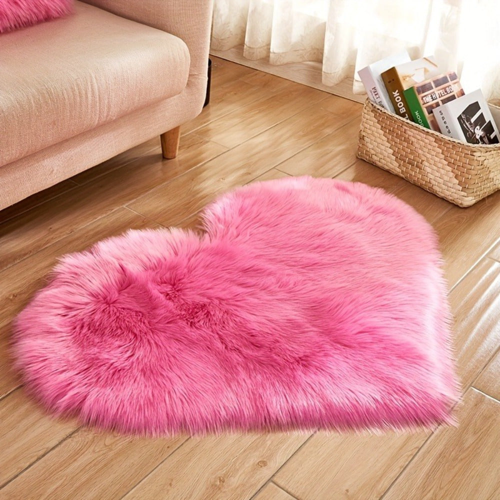 Heart-Shaped Soft Plush Area Rug for Indoor Use Perfect for Living Room Bedroom Valentine’s Day and New Year Gift