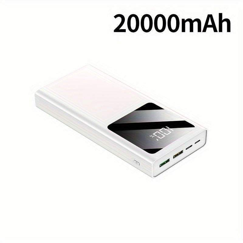 20000mAh portativ quvvat banki, 22.5W PD tez zaryadlash USB Type-C LED chiroq, ikki quvvat rejimi