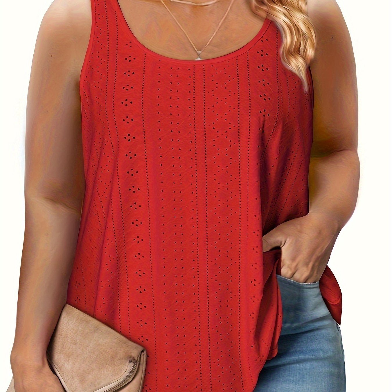 Women's Plus Size Tank Top Sleeveless Curved Hem Casual Summer