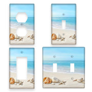 Beach Ocean Theme Light Switch Cover for Bedroom or Bathroom 1 or 2 Gang