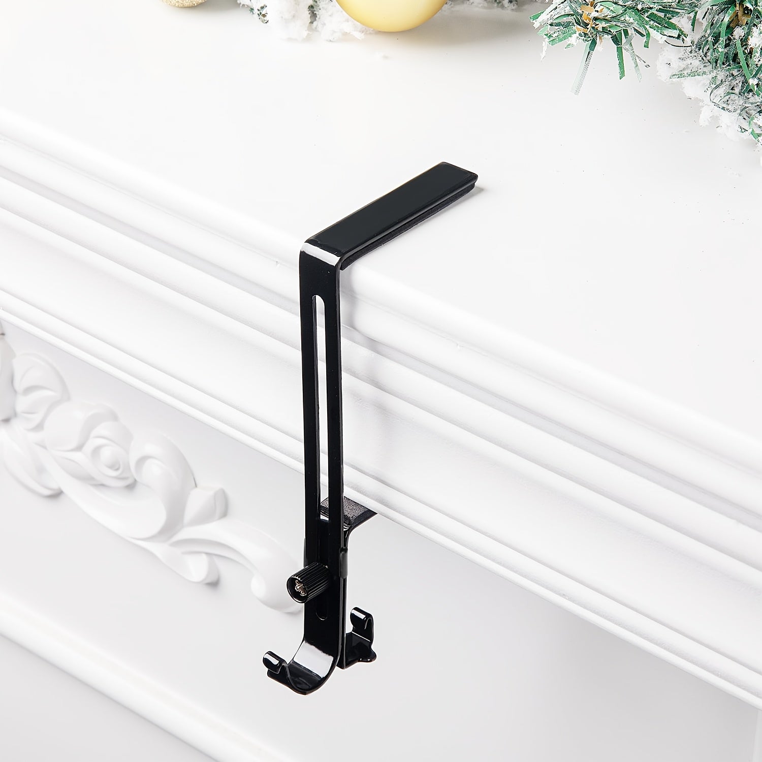 Set of Four Adjustable Metal Christmas Stocking Holders for Mantle Fireplace Decor