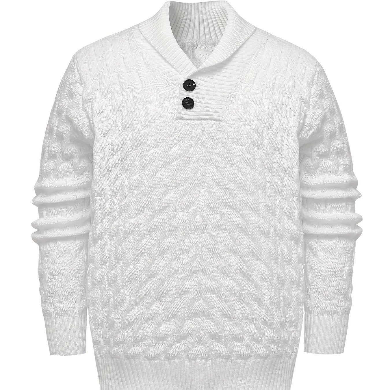 Men's Plus Size Knit Sweater with Button Detail Fall Winter Polyester Solid Slim Fit