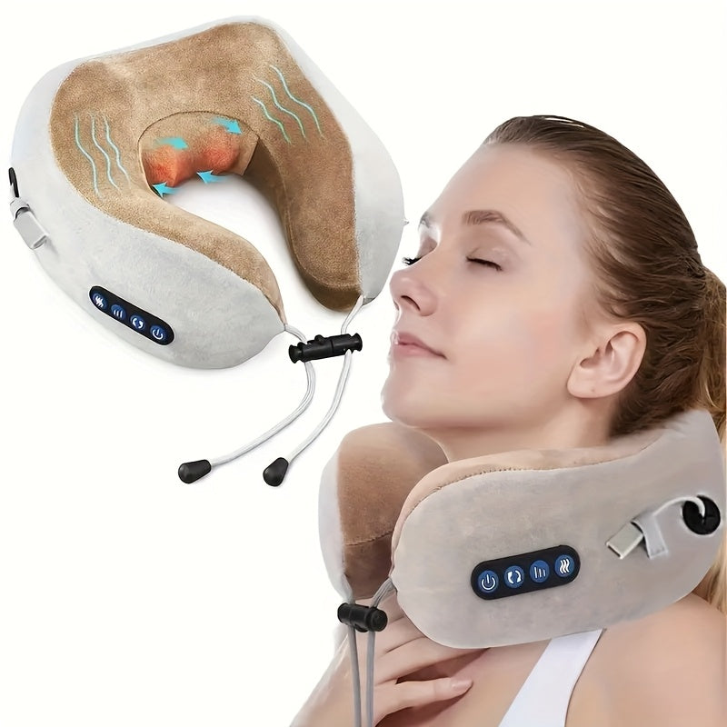 Electric Neck Massager with Heat and Adjustable Strap for Travel Office Home Relaxation