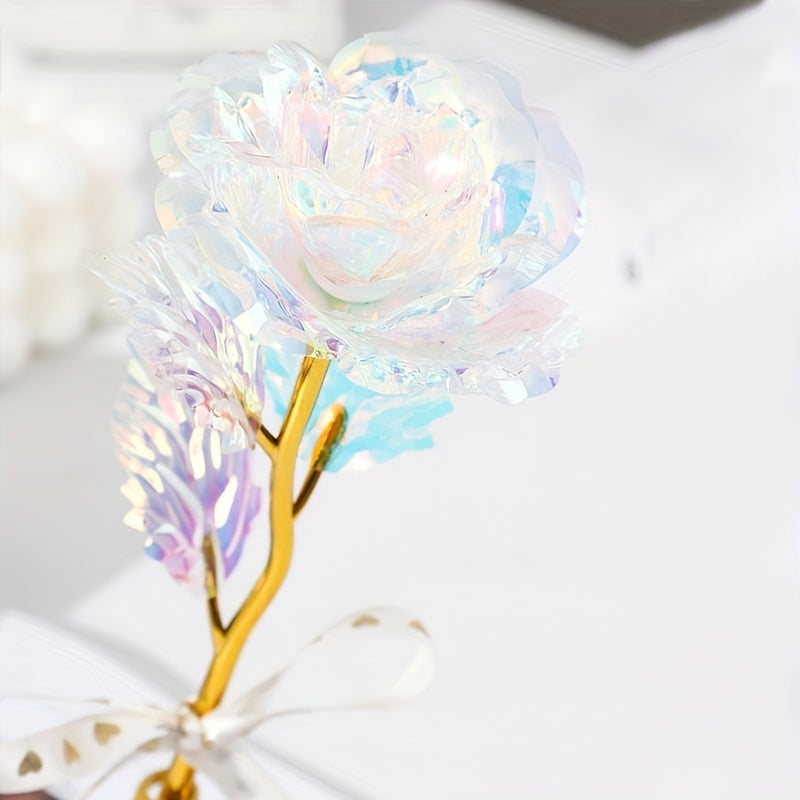 Set de regalo de flores de rosa artificial con tarjeta y caja para San Valentín, bodas y fiestas