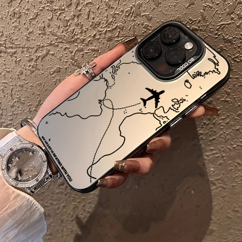 Silver Airplane IMD Phone Case for iPhone Shockproof Protective Cover