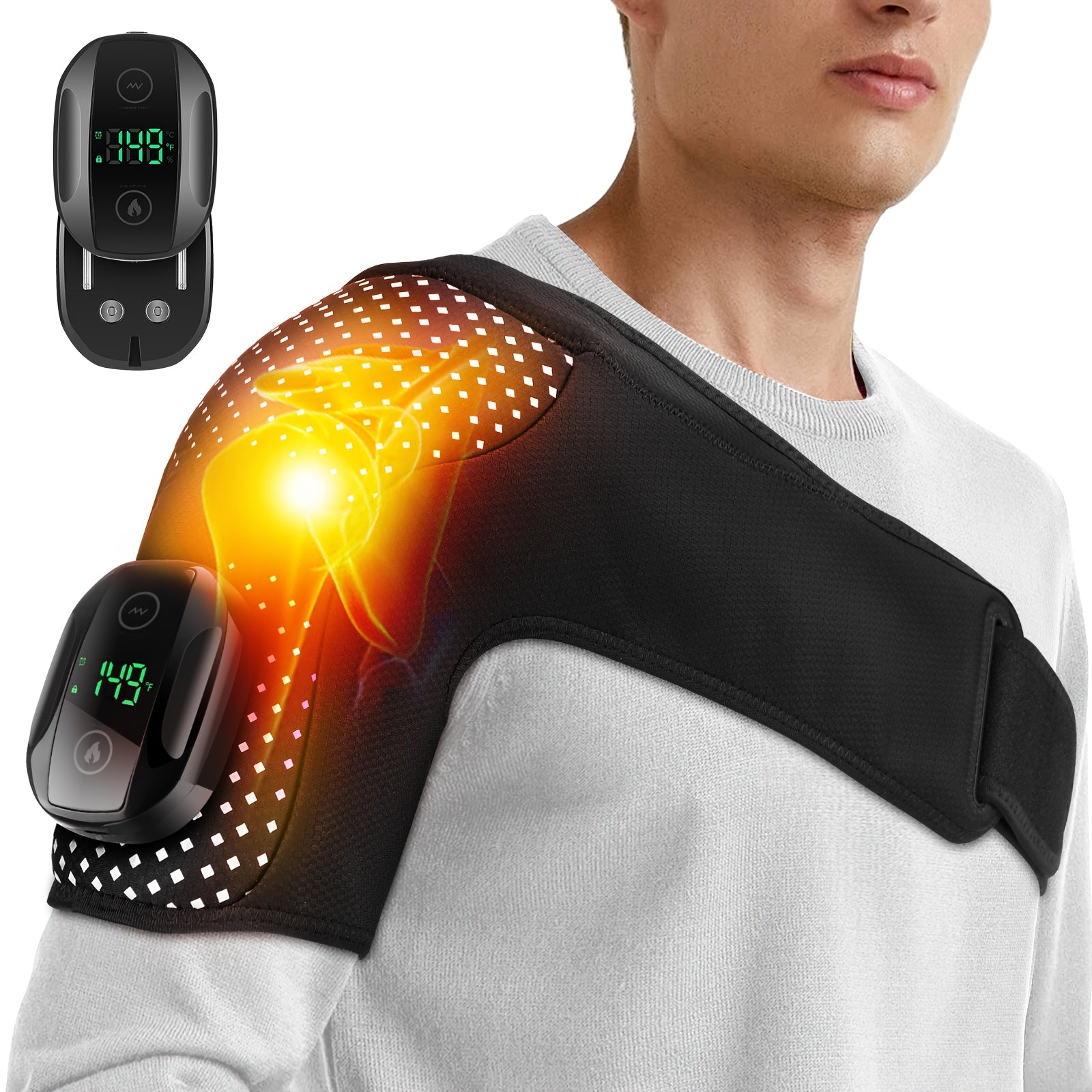 Wireless Shoulder Massager with Heat Vibration Rechargeable Battery