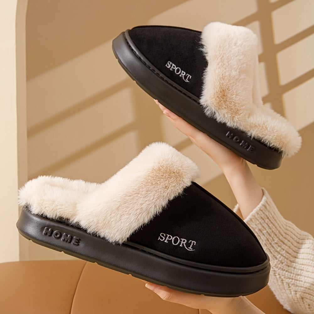 Women's Winter Slippers Non-Slip Thick Sole Fluffy Cuff Indoor Indoor Use