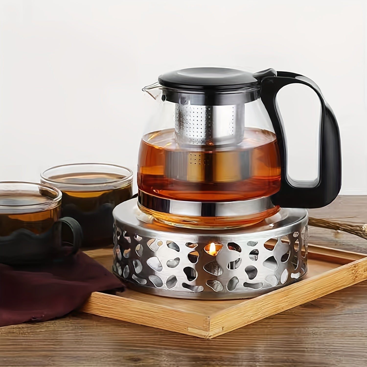 Подогреватель чая из нержавеющей стали, идеально подходит для поддержания горячего чая, кофе или вина. Также можно использовать со свечами для создания уютной атмосферы. Идеально подходит для домашнего использования.
