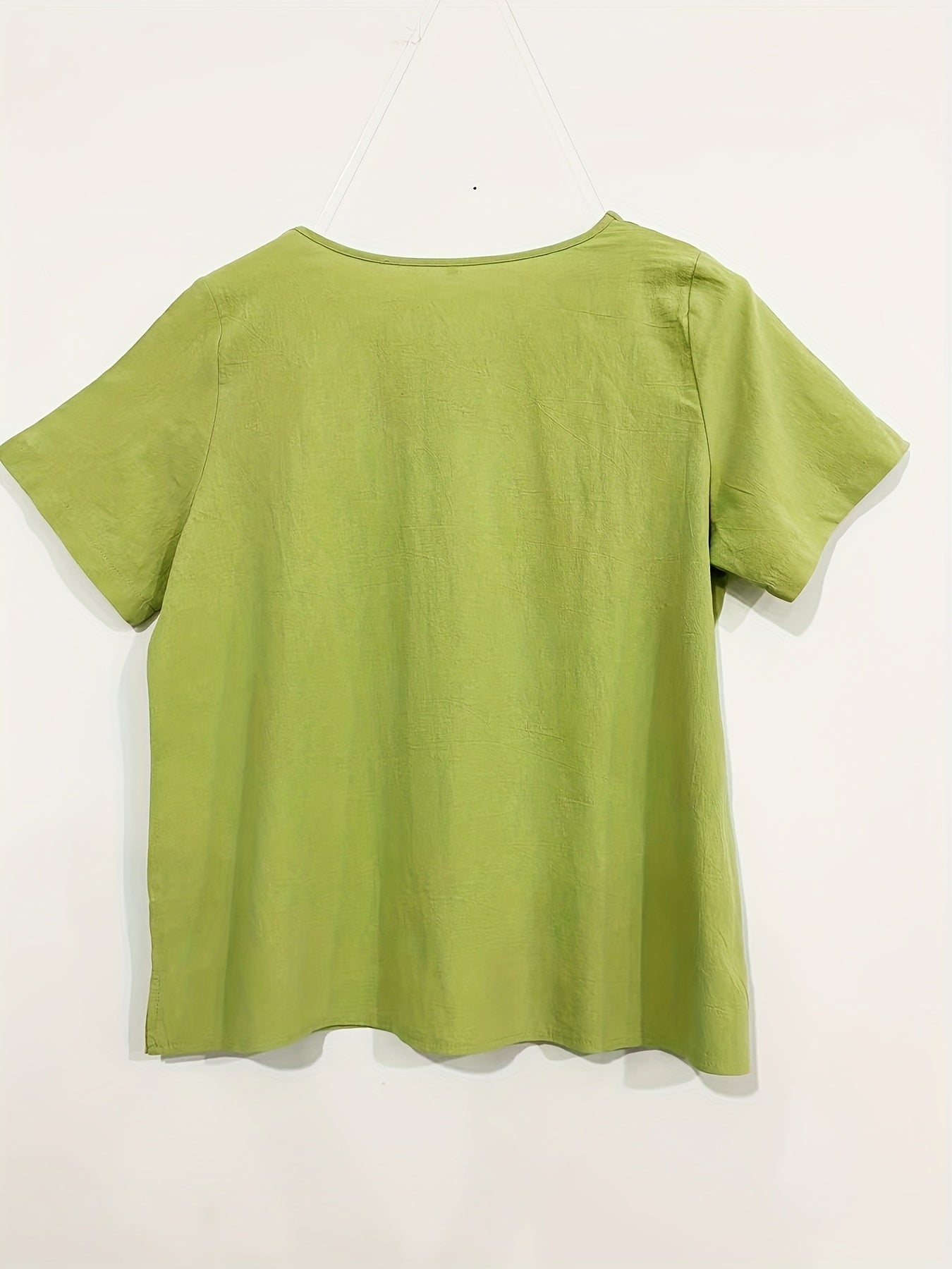 Plus Size Floral Print Blouse Soft Polyester Blend Short Sleeve Casual Top for Women