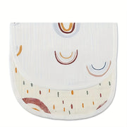 Set of 2 Cotton Gauze Baby Bibs U-Shaped Waterproof Printed Burp Cloths and Saliva Towels