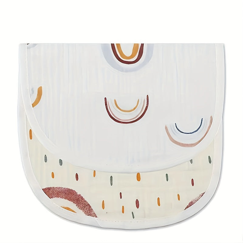 Set of 2 Cotton Gauze Baby Bibs U-Shaped Waterproof Printed Burp Cloths and Saliva Towels