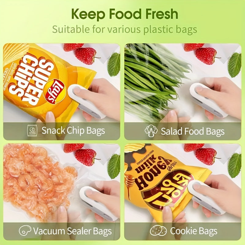 Compact USB Rechargeable Snack Bag Sealer with Hot Stamping and Shredder Blade