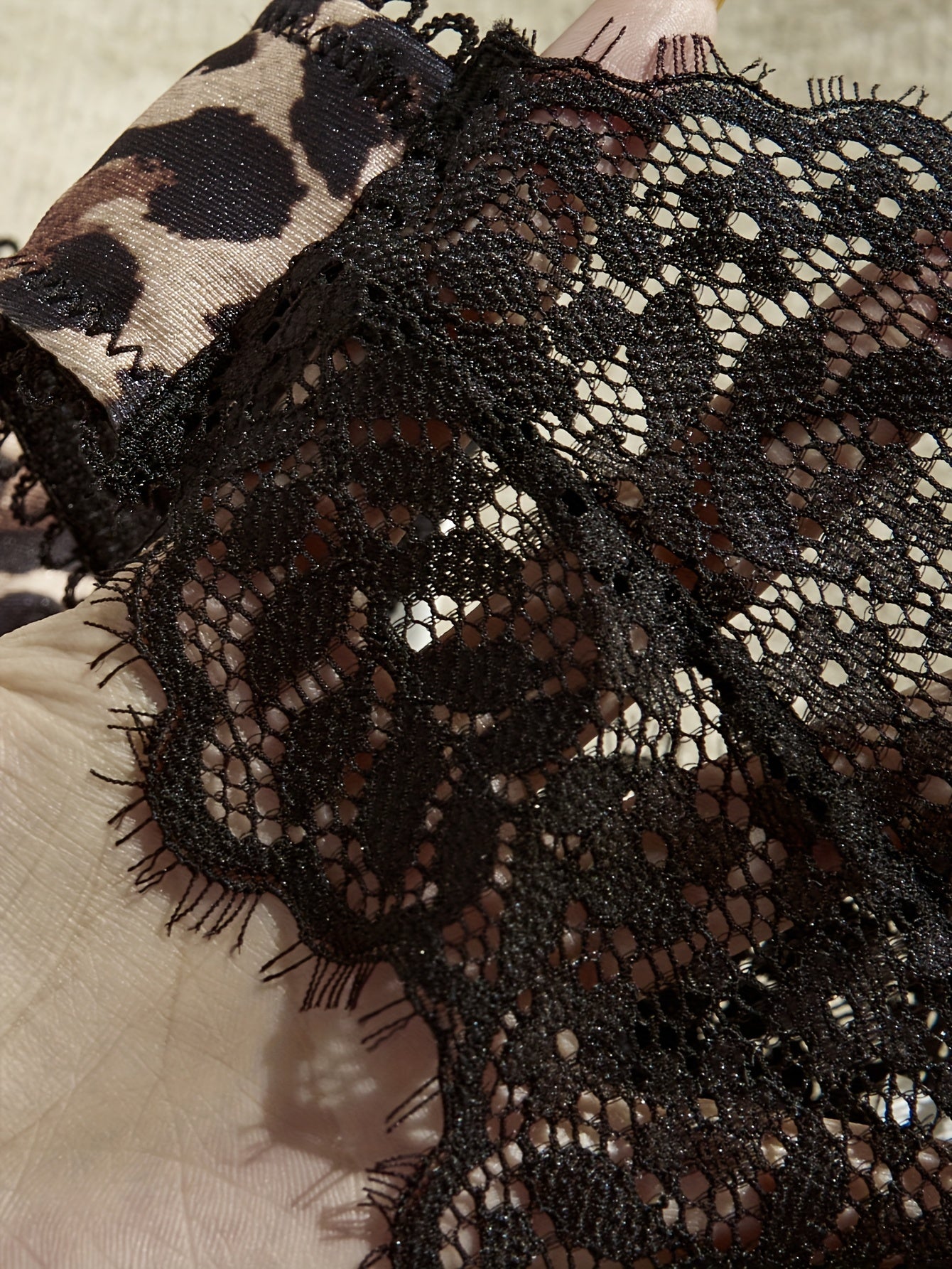 Leopard Print Lace Bra Set for Women with Steel Ring