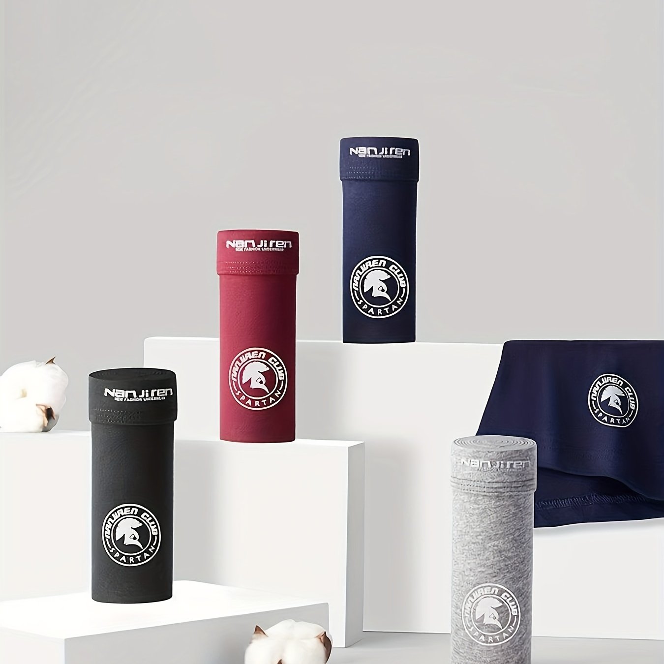 Men's Cotton Boxer Briefs 4 Pack High Stretch Random Print Comfortable Underwear