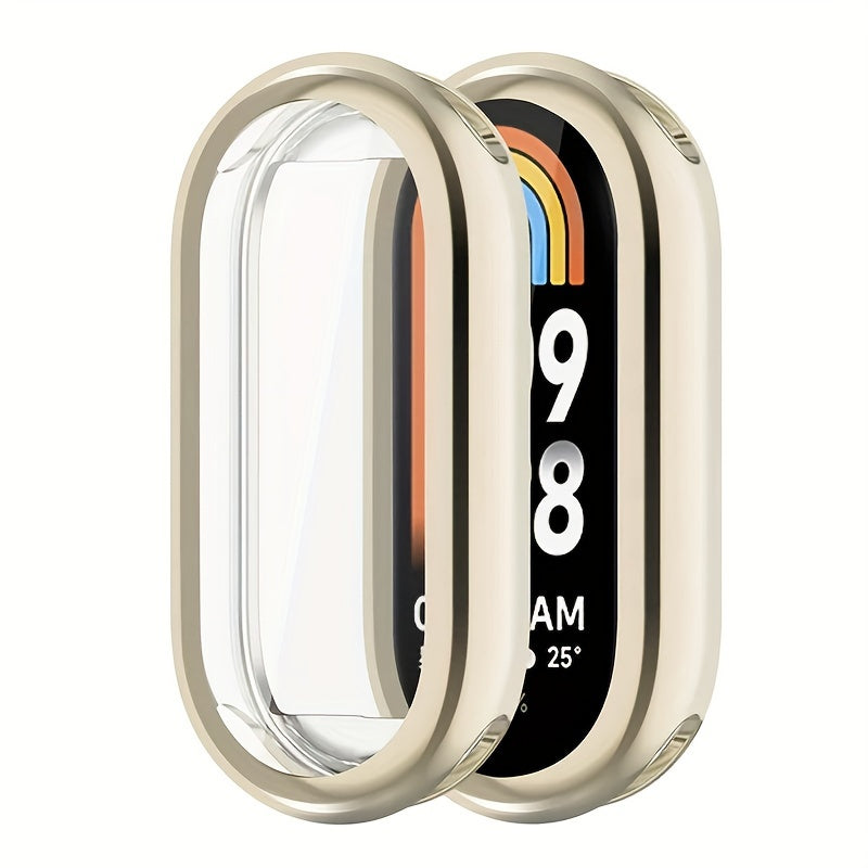 Mi Band 8 Soft TPU Case with Tempered Glass Screen Protector Waterproof Scratch-Resistant Full Coverage Bumper for Running and Sports