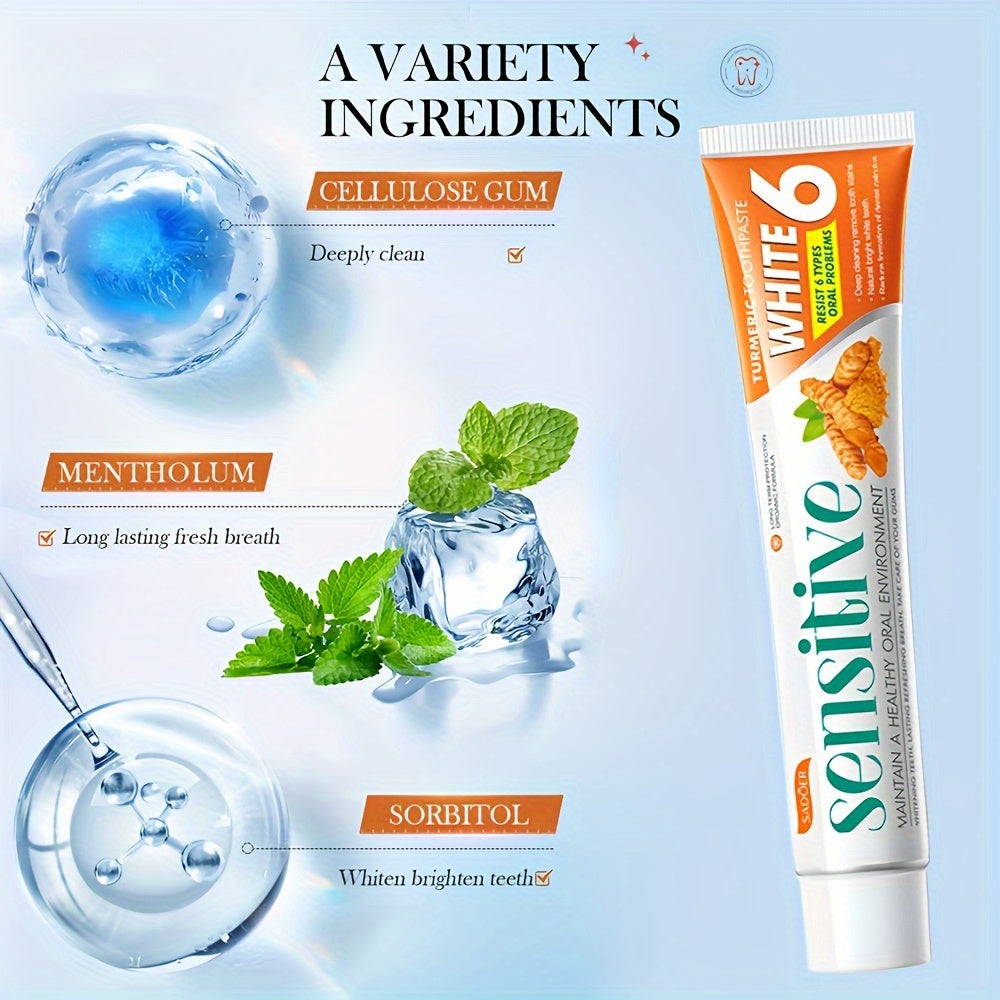 Two Pieces Turmeric Toothpaste for Fresh Breath Whitening 100g