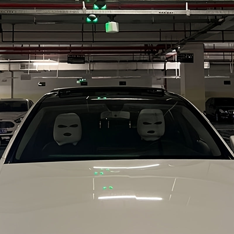 2 Pack Black and White Plush Car Headrest Covers Universal Stylish Interior