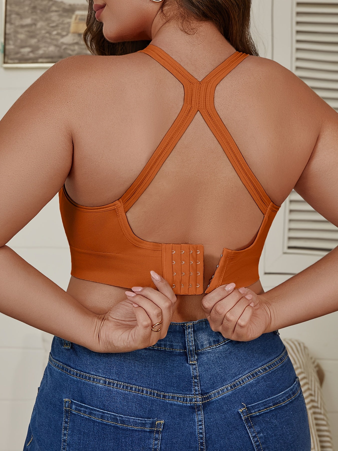 Women's Plus Size Seamless Wireless Sports Bras with Removable Pads