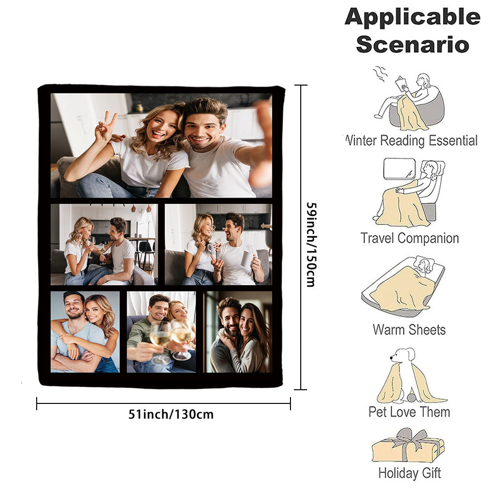 Custom Photo Blanket Soft Flannel Throw Personalized Gift for Home and Travel