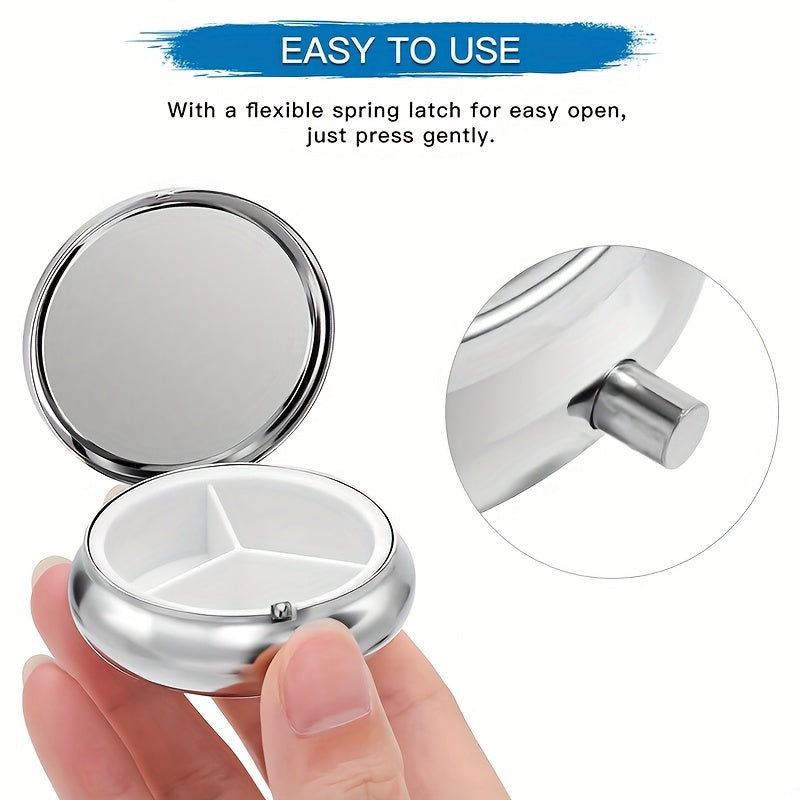 Women's Hummingbird Round Pill Box 3 Compartments Travel Organizer Portable