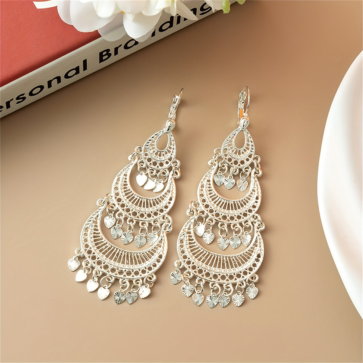Vintage Arabic Style Lady Moon Bay Droplet Earrings for Weddings and Elegant Events