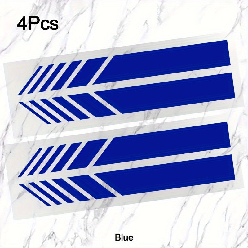 4pcs Pegatinas de vinilo reflectante para coche, adhesivas, rayas exteriores para vehículos
