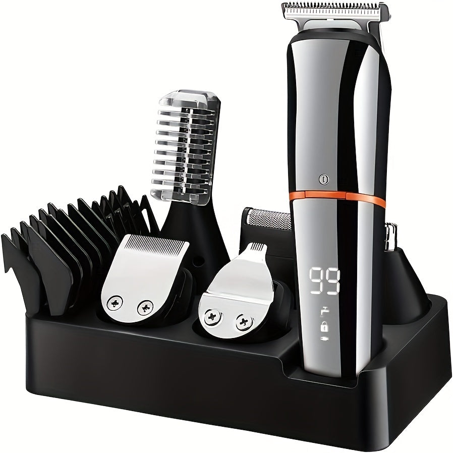 Cordless grooming kit with LED display beard trimmer hair clippers nose ear trimmer electric razor USB rechargeable