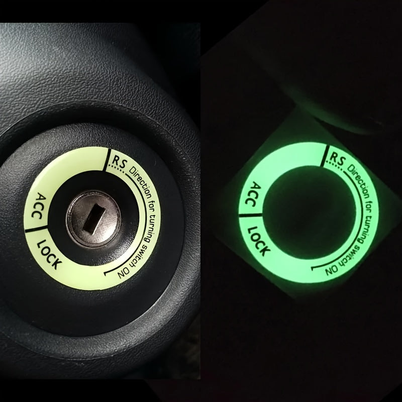 Glow-in-the-Dark Car Ignition Switch Sticker Rings Decorative Key Rings for Auto Motorcycle